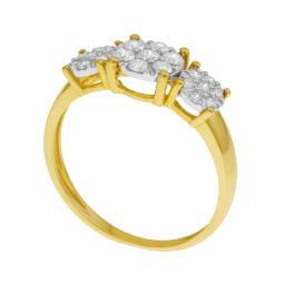 Bague en or jaune et rhodié, diamants