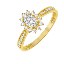 Bague en or jaune et rhodié, diamants