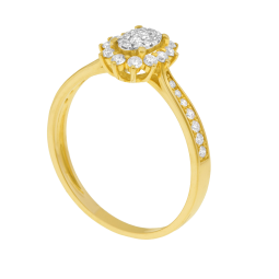Bague en or jaune et rhodié, diamants
