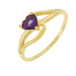 Bague en or jaune, améthyste et diamants