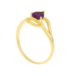 Bague en or jaune, améthyste et diamants