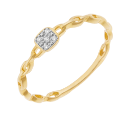 Bague en or jaune et rhodié, diamants 
