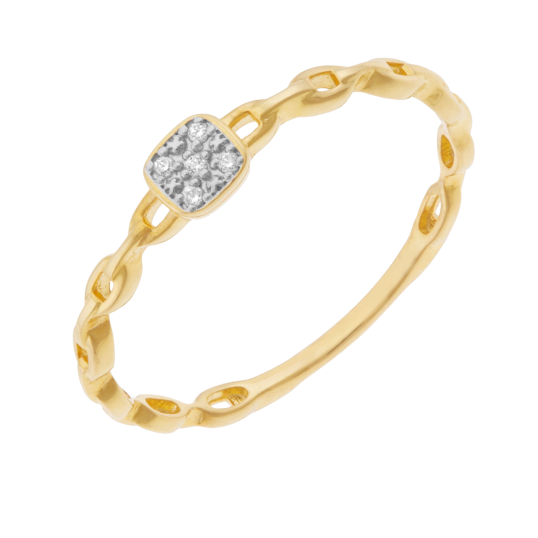 Bague en or jaune et rhodié, diamants 