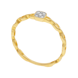Bague en or jaune et rhodié, diamants 