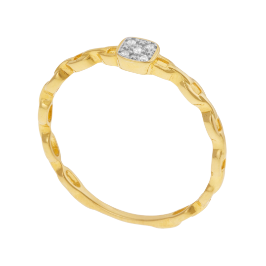 Bague en or jaune et rhodié, diamants 
