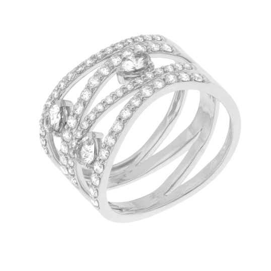 Bague en or gris et diamants