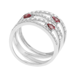 Bague en or gris, rubis et diamants