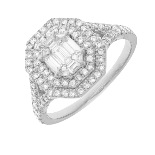 Bague en or gris et diamants