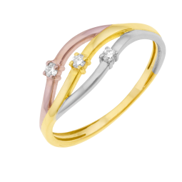 Bague en 3 ors et diamants