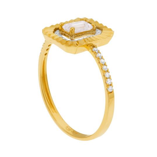 Bague en or jaune et rhodié, oxydes de zirconium