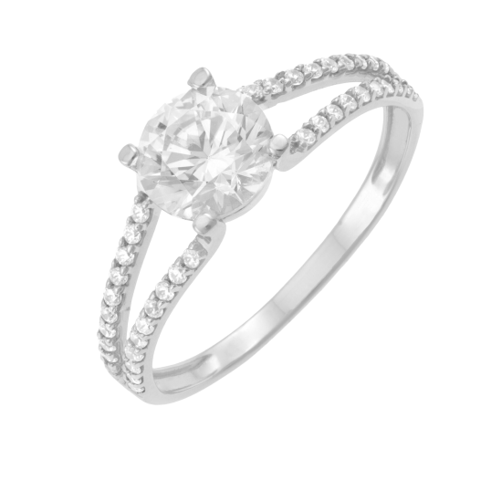 Bague en or gris et oxydes de zirconium