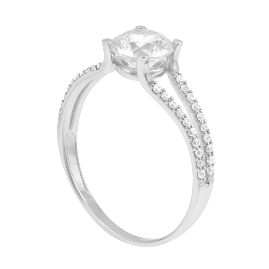 Bague en or gris et oxydes de zirconium