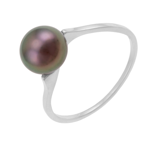 Bague en or gris et perle de culture de Tahiti