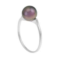 Bague en or gris et perle de culture de Tahiti