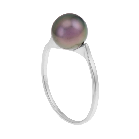 Bague en or gris et perle de culture de Tahiti