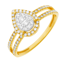 Bague en or jaune et rhodié, diamants