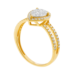 Bague en or jaune et rhodié, diamants