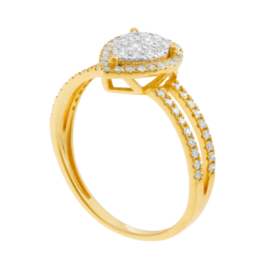 Bague en or jaune et rhodié, diamants