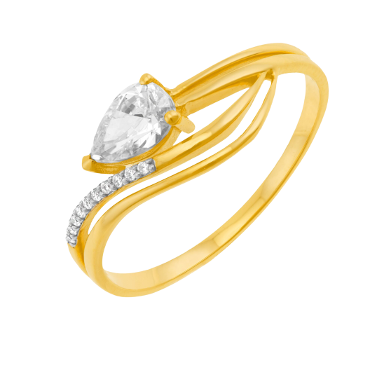 Bague en or jaune et rhodié, oxydes de zirconium