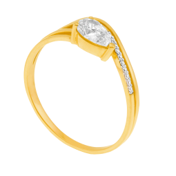 Bague en or jaune et rhodié, oxydes de zirconium