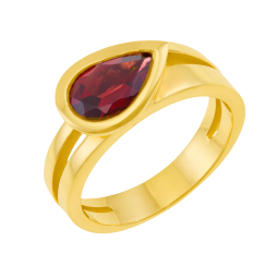 Bague en or jaune et rhodolite