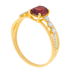 Bague en or jaune et rhodié, grenat et oxydes de zirconium