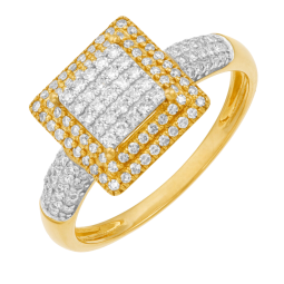 Bague en or jaune et rhodié, diamants