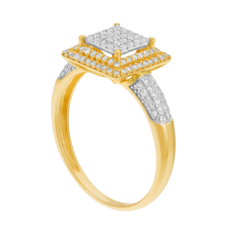 Bague en or jaune et rhodié, diamants
