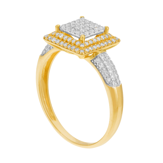 Bague en or jaune et rhodié, diamants