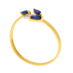 Bague en or jaune et rhodié, saphirs et diamant