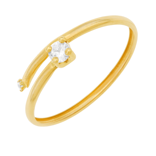 Bague en or jaune et oxydes de zirconium