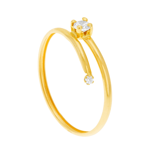 Bague en or jaune et oxydes de zirconium