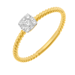 Bague en or jaune et rhodié, diamants