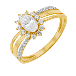 Bague en or jaune et oxydes de zirconium
