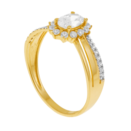Bague en or jaune et oxydes de zirconium