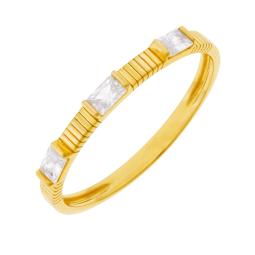 Bague en or jaune et oxydes de zirconium