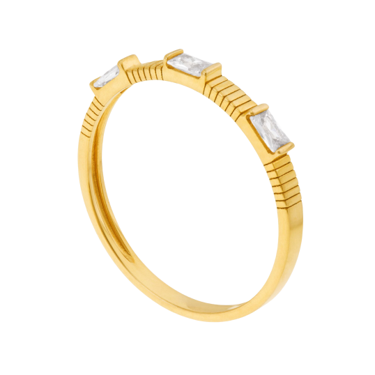 Bague en or jaune et oxydes de zirconium Bague en or jaune et oxydes de zirconium