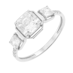 Bague en or gris et oxydes de zirconium