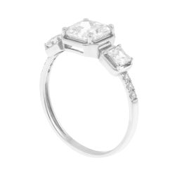 Bague en or gris et oxydes de zirconium