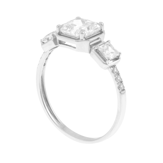 Bague en or gris et oxydes de zirconium Bague en or gris et oxydes de zirconium