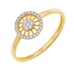 Bague en or jaune et rhodié, diamants