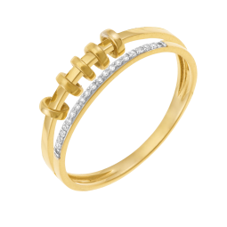 Bague en or jaune et rhodié, diamants