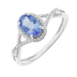 Bague en or gris, tanzanite et diamants