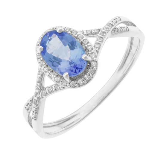 Bague en or gris, tanzanite et diamants