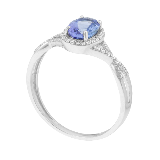 Bague en or gris, tanzanite et diamants