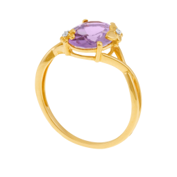 Bague en or jaune et rhodié, améthyste et diamants