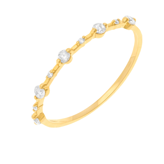 Bague en or jaune et oxydes de zirconium