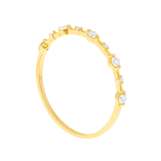 Bague en or jaune et oxydes de zirconium