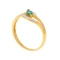 Bague en or jaune et rhodié, émeraude et diamants
