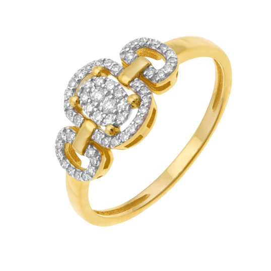 Bague en or jaune et rhodié, diamants